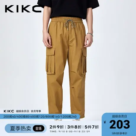 kikc工装裤男2023春夏新款商场同款高街潮流多口袋宽松松紧带裤子商品大图