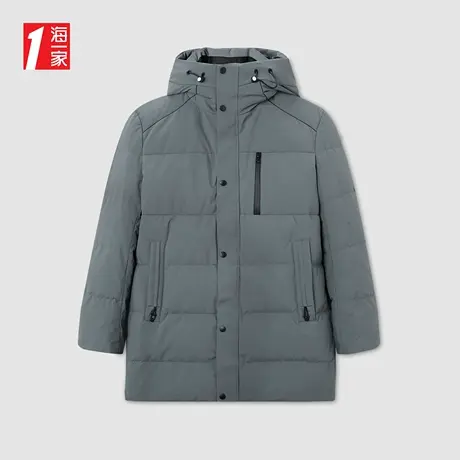 海一家中长款外套冬季保暖防风连帽简约日常休闲羽绒服男图片