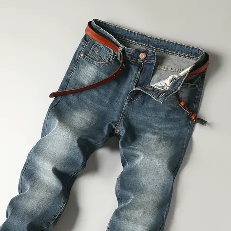 秋季新款牛仔裤男士弹力修身小直筒简约休闲长裤子商务简单男装裤商品大图