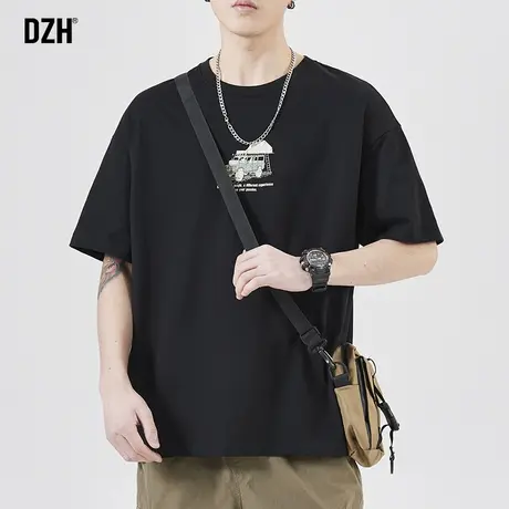 男生黑色短袖夏季男款印花t恤男纯棉宽松休闲上衣半袖情侣装衣服商品大图