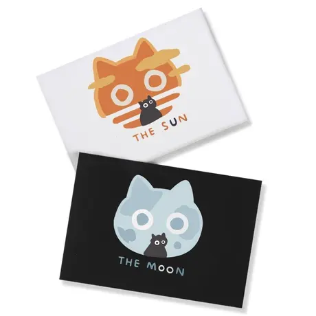 秀洛日落月升太阳月亮黑猫猫咪情侣装纯棉短袖T恤小众高级感半袖商品大图