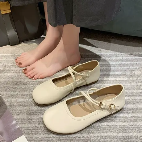 单鞋女平底鞋2023新款秋季法式软底温柔晚晚鞋奶奶鞋玛丽珍小皮鞋图片