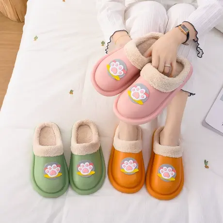 冬天棉拖鞋女时尚外穿百搭居家防水情侣可爱毛拖鞋男可拆拖鞋家用商品大图