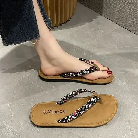 网红凉拖人字拖鞋女夏外穿平底可爱度假沙滩鞋女拖鞋海边防滑夹脚商品大图