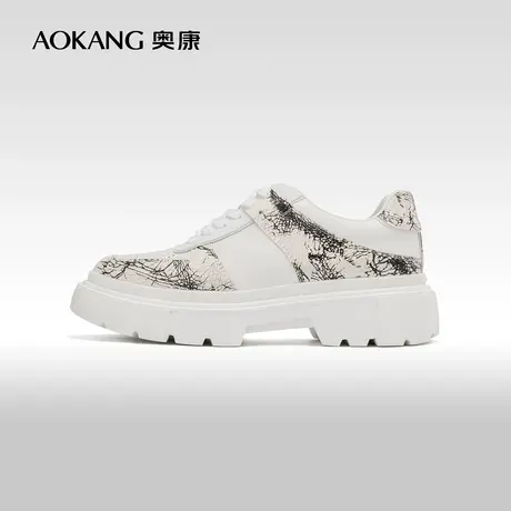 【运动皮鞋】奥康男女鞋情侣款春夏气质涂鸦风舒适日常百搭潮图片
