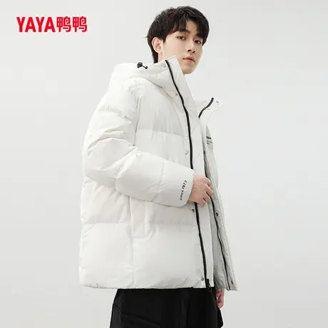 鸭鸭羽绒服男2023年秋季新品连帽短款外套百搭时尚显瘦面包服C图片