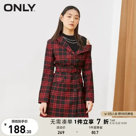 ONLY奥莱夏季时尚气质假两件撞色格纹短款连衣裙女图片
