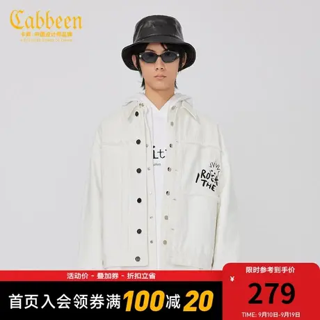 卡宾男装流苏字母刺绣牛仔夹克秋秋潮流宽松外套街头青年W图片