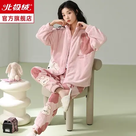 珊瑚绒睡衣女冬季2024新款加厚加绒可爱保暖女士家居服两件套装商品大图