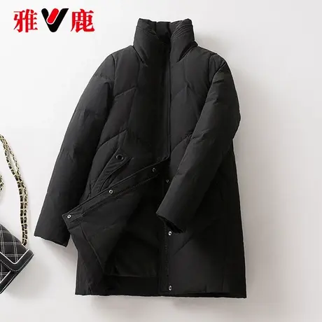 雅鹿黑色立领羽绒服女短款2022冬季新款小个子宽松保暖外套高端潮商品大图