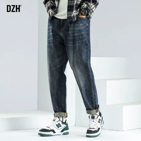 男士水洗蓝色牛仔裤男春夏潮牌直筒休闲长裤宽松裤子2023新款百搭图片