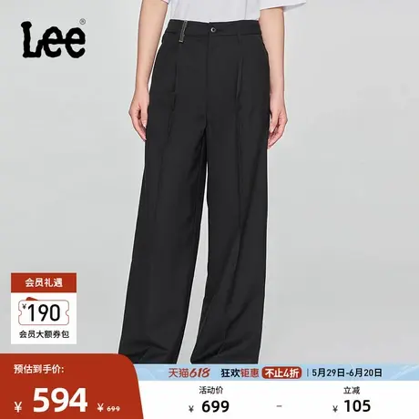 Lee商场同款25春夏新品舒适直筒黑色女休闲布裤潮LWB009220207图片