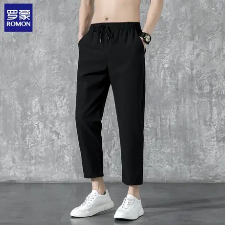 Romon/罗蒙罗蒙薄款休闲裤男裤冰丝直筒裤运动九分裤商务男士N4Z图片