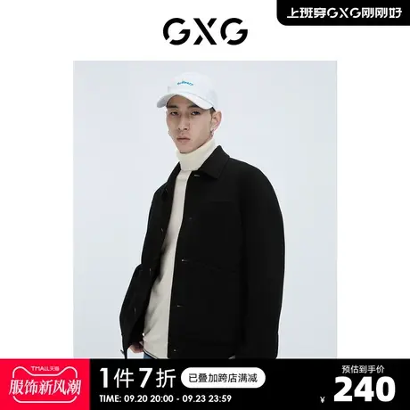 GXG奥莱 【生活系列】冬季新品商场同款千鸟格系列黑色夹克图片