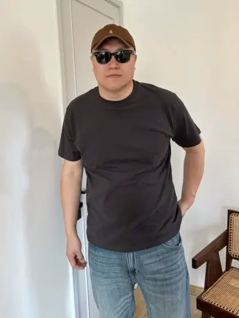 DAEVU大码男装夏季纯色欧美休闲碳灰胖子加肥加大圆领男士短袖t恤商品大图