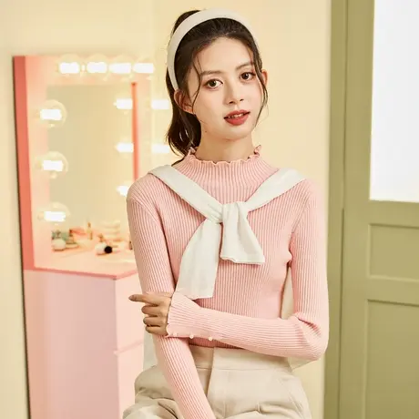唐狮打底衫女秋冬季新款长袖针织衫气质上衣设计感小众女商品大图
