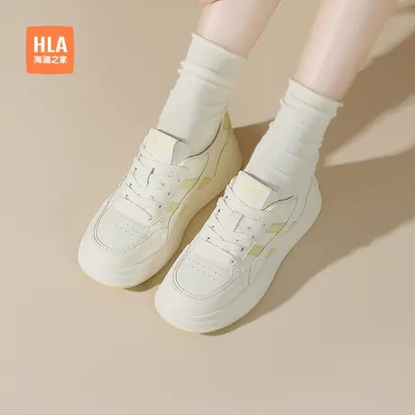 HLA/海澜之家2025新款夏季女鞋网面透气运动增高女款镂空小白鞋女商品大图