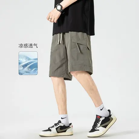 木林森短裤男夏季2024新款冰丝休闲工装五分裤宽松直筒男士短裤潮图片