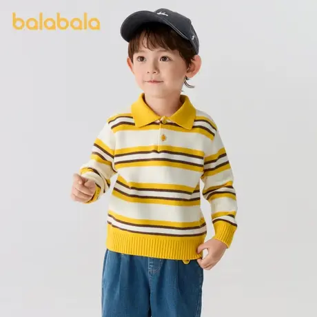 巴拉巴拉童装儿童毛衣男童女童条纹POLO领秋冬2024新款宽松亲子装图片