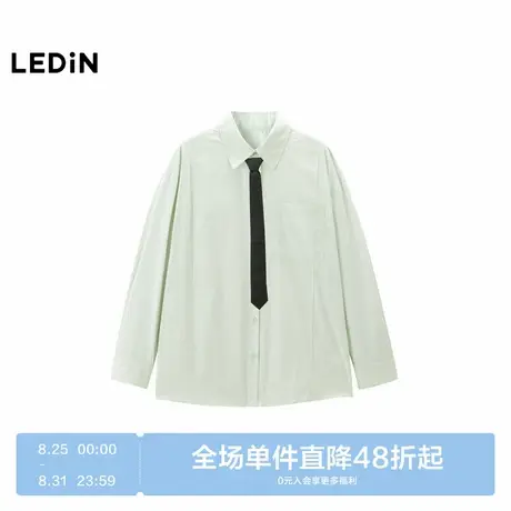 【商场同款】乐町2025春季新品学院风宽松领带衬衫上衣C2CAF1139商品大图