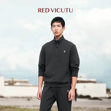 VICUTU/威可多男士家居服舒适亲肤时尚拉链半高领商务休闲外套图片
