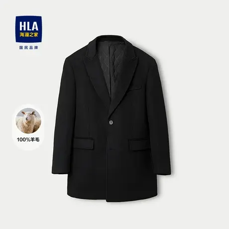 HLA/海澜之家纯羊毛大衣2025秋冬新款大气戗驳领稍厚保暖外套男商品大图