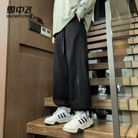 雪中飞裤子男春季新款直筒休闲裤男宽松抽绳长裤机能风户外运动裤图片