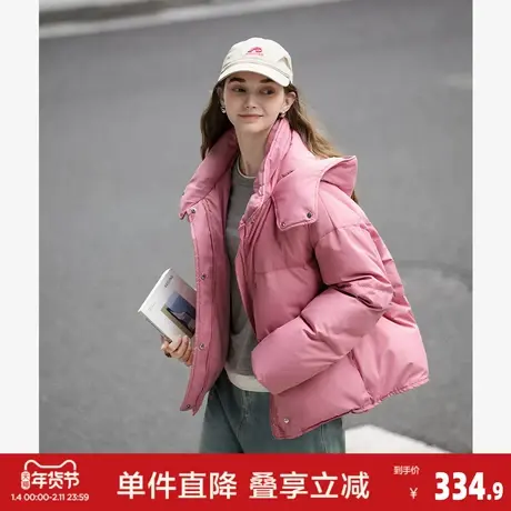 唐狮2026秋冬款羽绒服女士女款外套女连帽短款羽绒服高级感减龄商品大图
