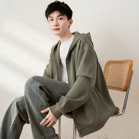 唐狮春新款男士外套运动立领休闲宽松百搭上衣纯色细节外套TM图片