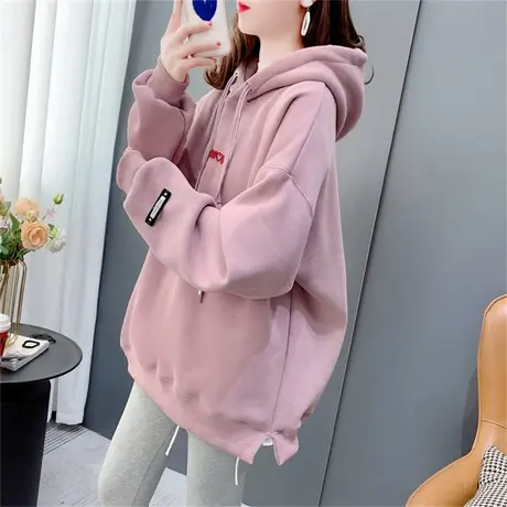 设计感加绒加厚连帽卫衣女秋冬2022年新款宽松百搭上衣外套ins潮商品大图