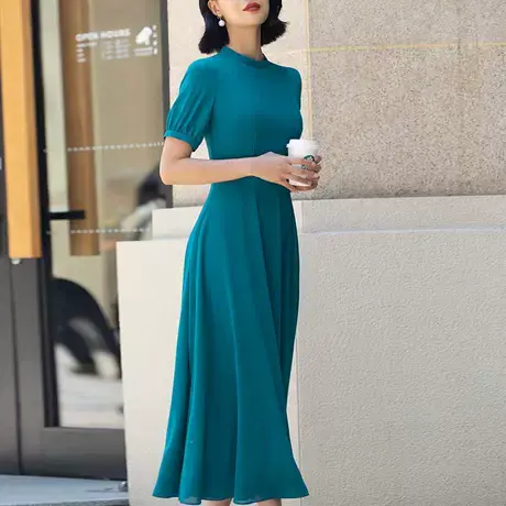 首尚格释雪纺连衣裙女夏季2023新款法式洋气气质收腰显瘦大摆长裙图片