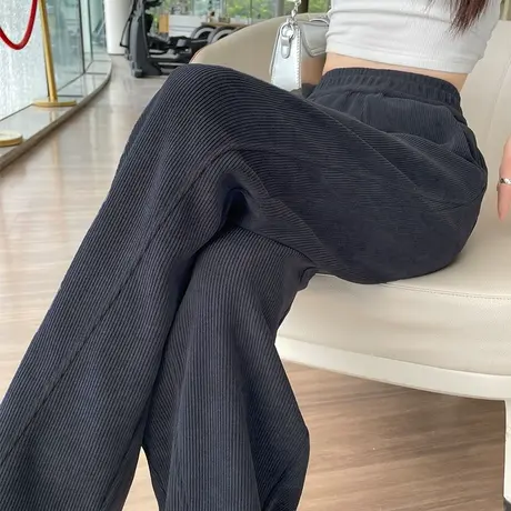 灯芯绒阔腿裤女秋冬2024年新款高腰垂感直筒雪尼尔宽松休闲拖地裤商品大图