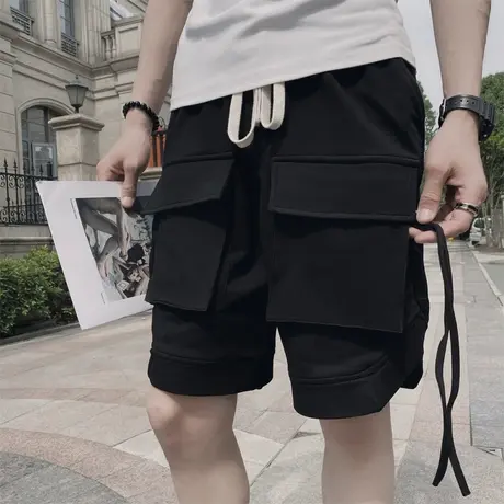 夏季男短裤五分裤中裤裤子工装潮流休闲学生ins潮牌纯色运动卫裤商品大图