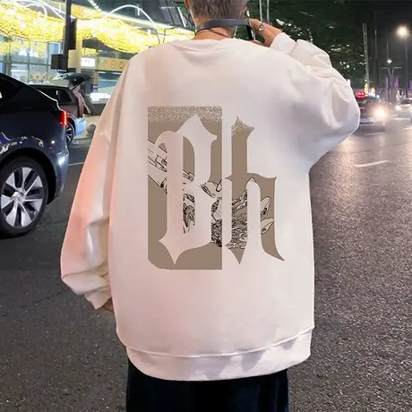 圆领卫衣男春秋季新款ins潮牌宽松情侣装外套潮流打底衫加绒衣服商品大图