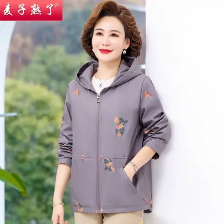 中老年妈妈秋装外套薄款大码贵夫人中长款风衣洋气妈妈春秋衣服女商品大图