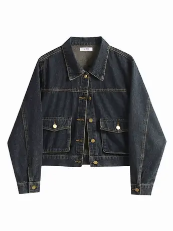 短款牛仔外套女宽松春秋美式复古百搭做旧夹克设计感小个子上衣潮图片