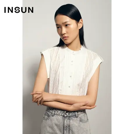 恩裳夏季棉质轻修身显瘦无袖衬衫薄款商品大图