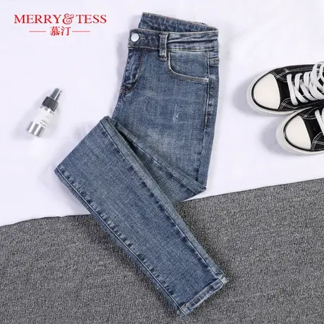 高腰紧身牛仔裤女春秋2023年新款潮显瘦裤子小个子修身小脚铅笔裤商品大图