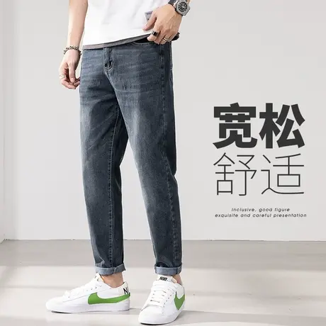 2024新款夏装男装水洗蓝色休闲牛仔裤男士九分男生男裤子夏季薄款图片