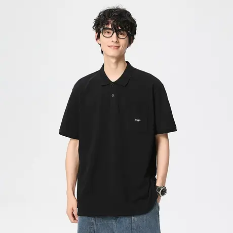 男士黑色短袖polo衫夏季高级感纯棉半袖t恤潮牌男装2023新款上衣商品大图