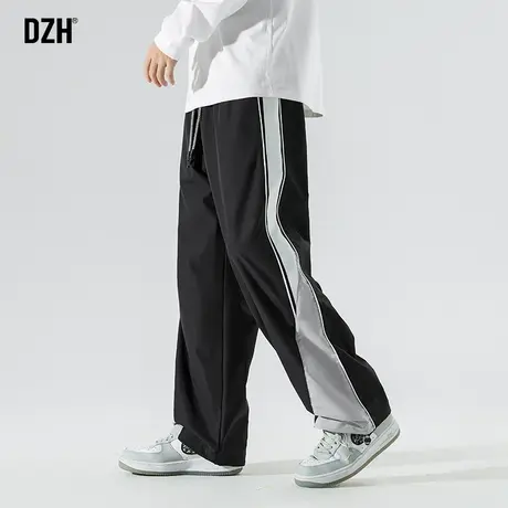 男士黑色直筒休闲裤男2024新款秋季裤子美式高街宽松运动裤冲锋裤商品大图