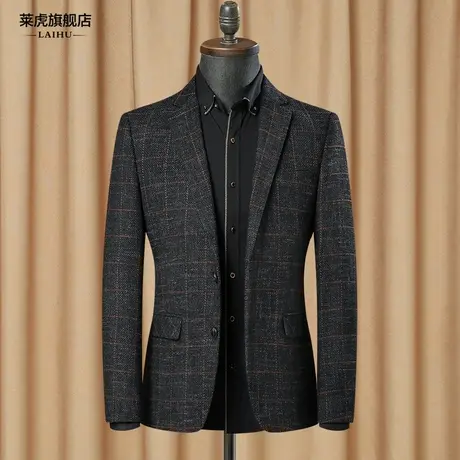 春秋季男士休闲西装外套单件韩版修身复古补丁潮流小西服男装上衣商品大图