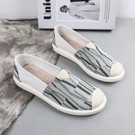 老北京布鞋女款一脚蹬懒人鞋春夏渔夫鞋透气亚麻料女鞋帆布妈妈鞋图片