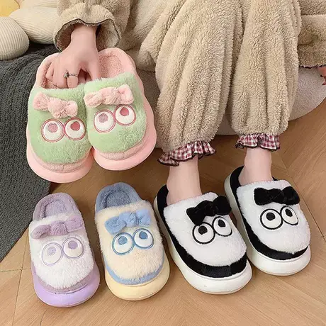 包头厚底拖鞋女外穿2023新款秋家居超火网红可爱毛毛鞋高级感棉拖图片