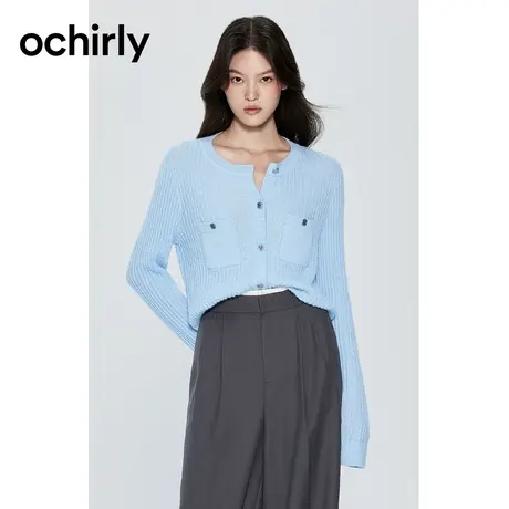 【品牌甄选】欧时力「软糯马海毛羊毛混纺」肌理慵懒风针织外套图片