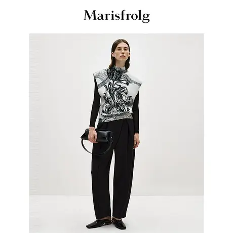 【艺术匠坊】玛丝菲尔春流动花园套头无袖羊毛针织衫女商品大图