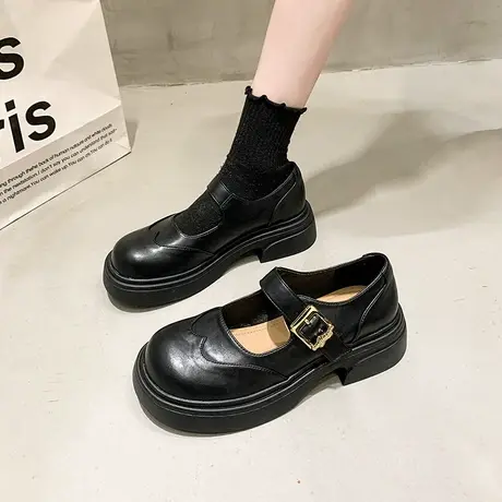 法式玛丽珍鞋女2024年新款复古英伦风粗跟小皮鞋配裙子jk浅口单鞋图片