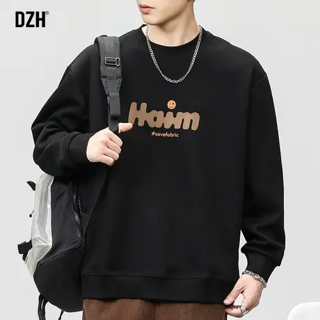 男士美式卫衣男圆领春秋潮牌休闲套头上衣套头男装2024新款体恤衫图片