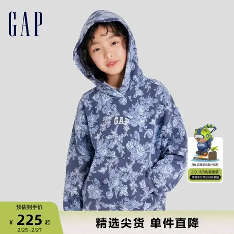 【LOVE SHACK FANCY】Gap女童秋季抓绒连帽衫卫衣时髦上衣799823商品大图