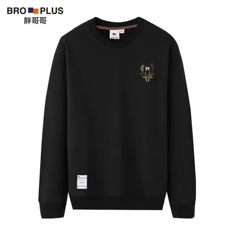 胖哥哥秋季圆领卫衣男大码宽松加肥加大胖子加肥套头男士打底衫潮商品大图